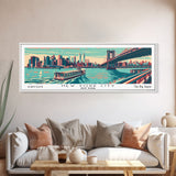 New York New York Panoramic Wall Art Framed Canvas Print, Travel Poster, Mid Century Modern Art, Pop Art Style, Wall Decor, Office Wall Art