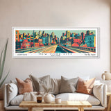 New York New York Panoramic Wall Art Framed Canvas Print, Travel Poster, Mid Century Modern Art, Pop Art Style, Wall Decor, Office Wall Art