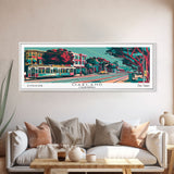 Oakland California Panoramic Travel Poster Framed Canvas Print, Mid Century Modern Art, Pop Art Style, Wall Art, Home Decor, Living Room Art