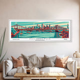 Philadelphia Pennsylvania Panoramic Travel Poster Framed Canvas Print, Mid Century Modern Art, Pop Art Style, Wall Art, Home Decor, Wall Hanging