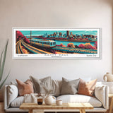 Saint Paul Minnesota Panoramic Travel Poster Framed Canvas Print, Mid Century Modern Art, Pop Art Style, Wall Art, Living Room Decor, Home Decor