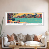 San Antonio Texas Panoramic Wall Art Framed Canvas Print, Travel Poster, Mid Century Modern Art, Pop Art Style, Home Decor, Office Art