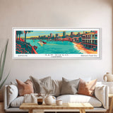 San Diego California Panoramic Painting Framed Canvas Print, Travel Poster, Mid Century Modern Art, Pop Art Style, Wall Decor, Living Room Art