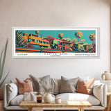 Santa Ana California Panoramic Wall Art Framed Canvas Print, Travel Poster, Mid Century Modern Art, Pop Art Style, Wall Decor, Office Wall Art