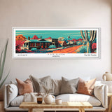 Tucson Arizona Panoramic Wall Art Framed Canvas Print, Travel Poster, Mid Century Modern Art, Pop Art Style, Wall Decor, Office Art