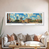 Irving Texas Panoramic Wall Art, Watercolor Framed Canvas Print, Urban Cityscape for Living Room, Travel Poster, Home Decoration