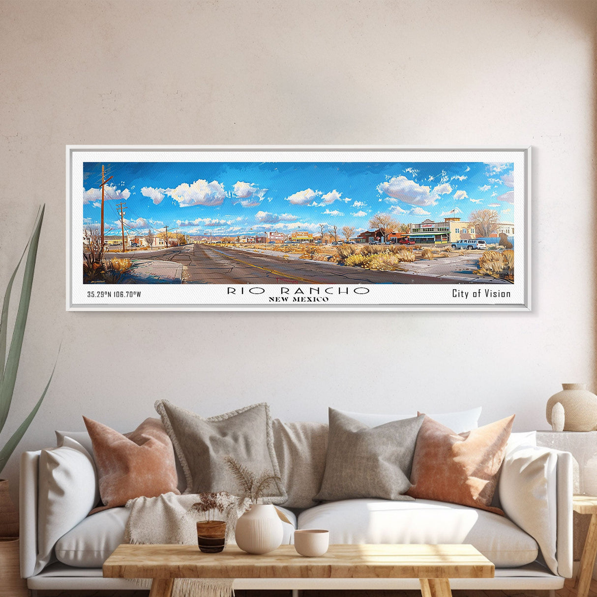 Rio Rancho New Mexico Panoramic Print, Elegant Framed Canvas Print, City Travel Poster, Home Decoration, Office Wall Art