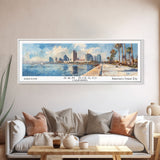 San Diego California Panoramic Print, Creative Framed Canvas Print, Travel Poster Art, Living Room Decor, Office Wall Art