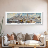 San Francisco California Panoramic Print, Beautiful Framed Canvas Print, Travel Poster Art, Home Decor, Living Room Wall Art