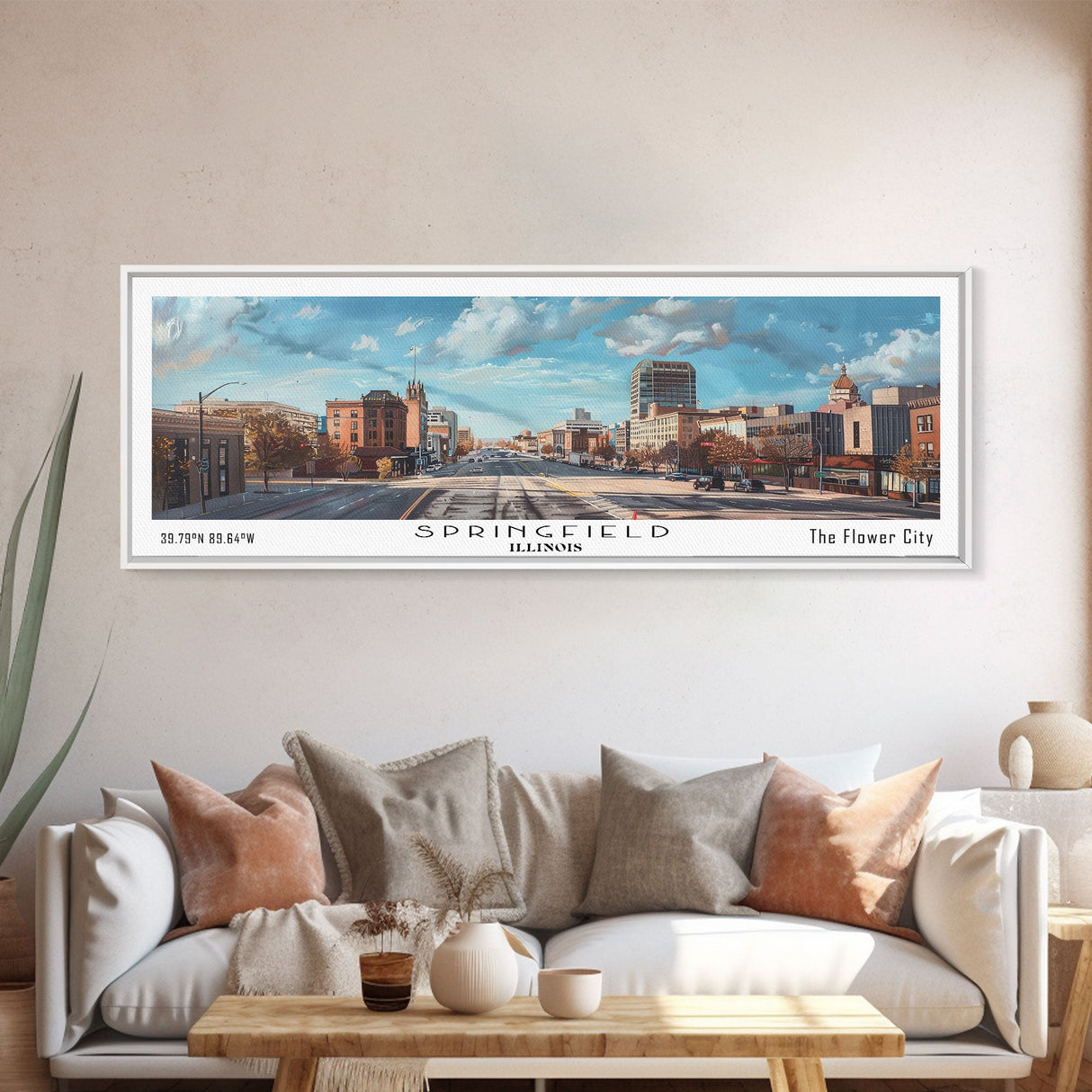 Springfield Illinois Travel Poster, Framed Canvas Print, Wall Art, Home Decor, Travel Print, Office Decor, Living Room Art, Gift Idea