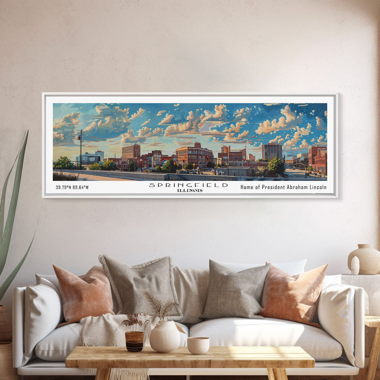 Springfield Illinois Travel Poster, Framed Canvas Print, Wall Art, Home Decor, Travel Gift, Living Room Art, Retro Style Art, Office Decor