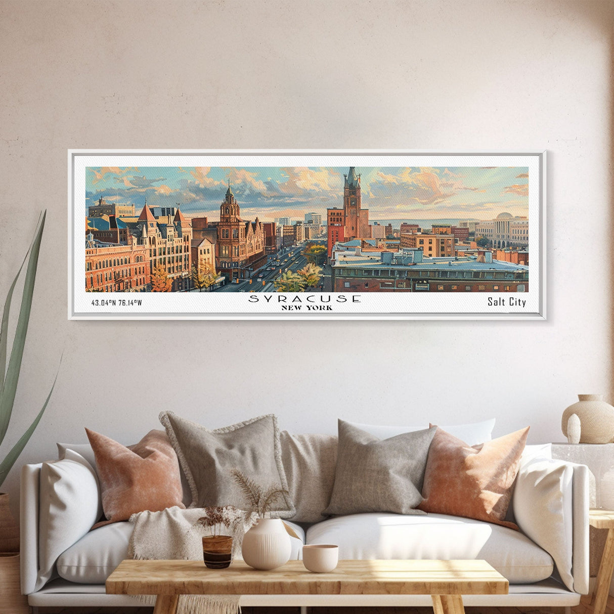 Syracuse New York Travel Poster, Framed Canvas Print, Wall Art, Home Decor, Travel Print, Office Decor, Living Room Art, Gift Idea