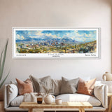 Tucson Arizona Panoramic Painting, Framed Canvas Print, Retro Travel Poster, Artistic Wall Art, Unique Living Room Decor, Office Gift Idea