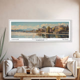 Vancouver Washington Panoramic Framed Canvas Print, Retro Style Wall Art, Unique Travel Poster, Artistic Living Room Decor, Office Gift Idea