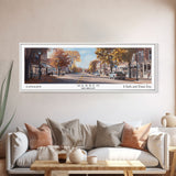 Warren Michigan Panoramic Painting, Framed Canvas Print, Retro Travel Poster, Artistic Wall Art, Unique Living Room Decor, Office Gift