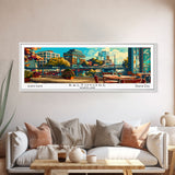 Baltimore Maryland Panoramic Wall Art Framed Canvas Print, Mid Century Modern Art, Pop Art Style, Travel Poster, Home Decor, Retro Style