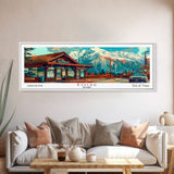 Boise Idaho Panoramic Travel Poster Framed Canvas Print, Mid Century Modern Art, Pop Art Style, Wall Art Decor, Home Decoration