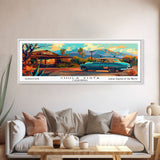 Chula Vista California Panoramic Wall Art Framed Canvas Print, Mid Century Modern Art, Pop Art Style, Travel Poster, Home Decor, Retro Style