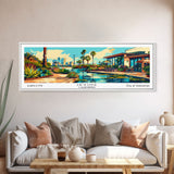 Irvine California Panoramic Travel Poster Framed Canvas Print, Mid Century Modern Art, Pop Art Style, Wall Art Decor, Home Decoration