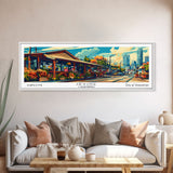 Irvine California Panoramic Travel Poster Framed Canvas Print, Mid Century Modern Art, Pop Art Style, Wall Art Decor, Home Decoration