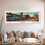 Louisville Kentucky Panoramic Wall Art, Mid Century Modern Framed Canvas Print, Retro Pop Art Travel Poster, Home Decor