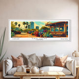 San Jose California Panoramic Wall Art, Mid Century Modern Framed Canvas Print, Retro Pop Art Travel Poster, Home Decor