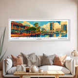 St. Petersburg Florida Panoramic Painting, Mid Century Modern Framed Canvas Print, Retro Pop Art Travel Poster, Wall Art, Home Decor