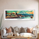 Tacoma Washington Panoramic Painting, Mid Century Modern Framed Canvas Print, Retro Pop Art Travel Poster, Wall Decor, Gift Idea