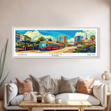 Tampa Florida Panoramic Wall Art, Retro Pop Art Framed Canvas Print, Mid Century Modern Travel Poster, Living Room Decor, Wall Hanging