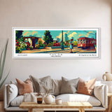 Tulsa Oklahoma Panoramic Painting, Mid Century Modern Framed Canvas Print, Retro Pop Art Travel Poster, Wall Decor, Gift Idea