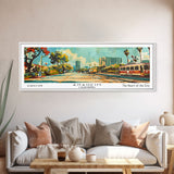 Anaheim California Panoramic Wall Art, Retro Pop Art Framed Canvas Print, Mid Century Modern Travel Poster, Living Room Decor, Wall Hanging