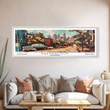 Baltimore Maryland Panoramic Painting, Mid Century Modern Framed Canvas Print, Retro Pop Art Travel Poster, Wall Decor, Home Decor, Wall Hanging