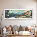 Boise Idaho Panoramic Painting, Mid Century Modern Framed Canvas Print, Retro Pop Art Travel Poster, Wall Art, Home Decor, Office Wall Art