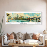 Charlotte North Carolina Panoramic Painting, Mid Century Modern Framed Canvas Print, Retro Pop Art Travel Poster, Wall Art, Home Decor, Office Art