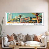 Corpus Christi Texas Panoramic Painting, Mid Century Modern Framed Canvas Print, Retro Pop Art Travel Poster, Wall Decor, Home Decor, Wall Hanging