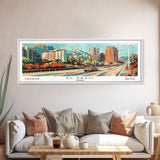 El Paso Texas Panoramic Wall Art, Retro Pop Art Framed Canvas Print, Mid Century Modern Travel Poster, Living Room Decor, Office Wall Art