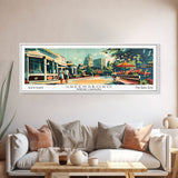 Greensboro North Carolina Panoramic Painting, Mid Century Modern Framed Canvas Print, Retro Pop Art Travel Poster, Wall Art, Living Room Decor, Office Art