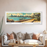 Hialeah Florida Panoramic Painting, Mid Century Modern Framed Canvas Print, Retro Pop Art Travel Poster, Wall Art, Home Decor, Office Wall Art, Gift Idea