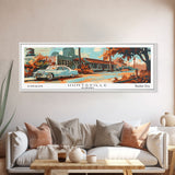 Huntsville Alabama Panoramic Wall Art, Mid Century Modern Framed Canvas Print, Retro Pop Art Travel Poster, Home Decor, Office Art, Gift Idea, Wall Hanging