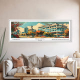 Irving Texas Panoramic Painting, Mid Century Modern Framed Canvas Print, Retro Pop Art Travel Poster, Wall Art, Home Decor, Office Wall Art, Gift Idea