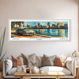 Jacksonville Florida Panoramic Wall Art, Mid Century Modern Framed Canvas Print, Retro Pop Art Travel Poster, Living Room Art, Office Decor, Wall Hanging