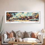 Lubbock Texas Panoramic Wall Art, Mid Century Modern Framed Canvas Print, Retro Pop Art Travel Poster, Home Decor, Living Room Art, Office Wall Hanging, Gift Idea