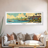 Miami Florida Panoramic Wall Art, Mid Century Modern Framed Canvas Print, Retro Pop Art Travel Poster, Home Decor, Office Art, Living Room Wall Hanging, Gift Idea