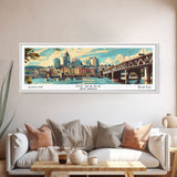 Newark New Jersey Panoramic Wall Art, Mid Century Modern Framed Canvas Print, Retro Pop Art Travel Poster, Home Decor, Office Art, Gift Idea, Living Room Wall Hanging