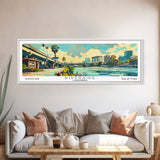 Riverside California Panoramic Wall Art, Mid Century Modern Framed Canvas Print, Retro Pop Art Travel Poster, Living Room and Office Decor