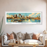 Saint Paul Minnesota Panoramic Painting, Mid Century Modern Framed Canvas Print, Retro Pop Art Travel Poster, Living Room and Office Wall Art