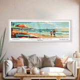 Virginia Beach Virginia Panoramic Wall Art, Mid Century Modern Framed Canvas Print, Retro Pop Art Travel Poster, Living Room and Office Decor