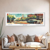 Milwaukee Wisconsin Panoramic Wall Art, Mid Century Modern Framed Canvas Print, Retro Pop Art Travel Poster, Living Room and Office Decor