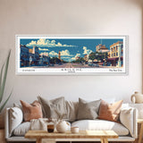 Abilene Texas Panoramic Painting, Mid Century Modern Framed Canvas Print, Retro Pop Art Travel Poster, Office Wall Art Decor, City Print