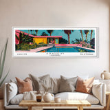 Anaheim California Panoramic Painting, Mid Century Modern Framed Canvas Print, Retro Pop Art Travel Poster, Office Wall Art, City Print